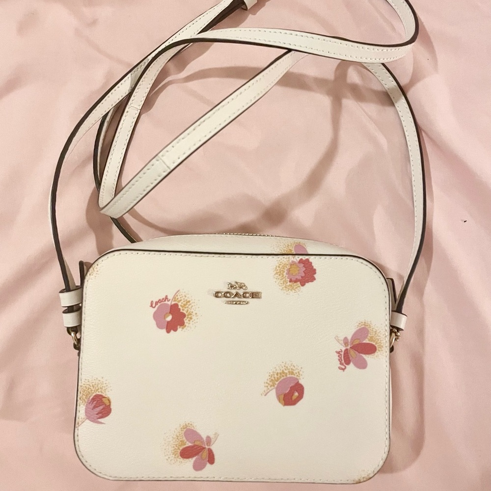 Coach women’s floral camera bag white